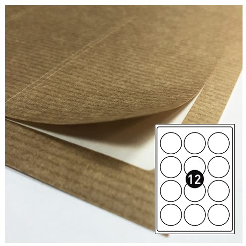 Dekorbögen - KRAFT Papier braun 12 Etiketten ø60mm / A4 Blatt