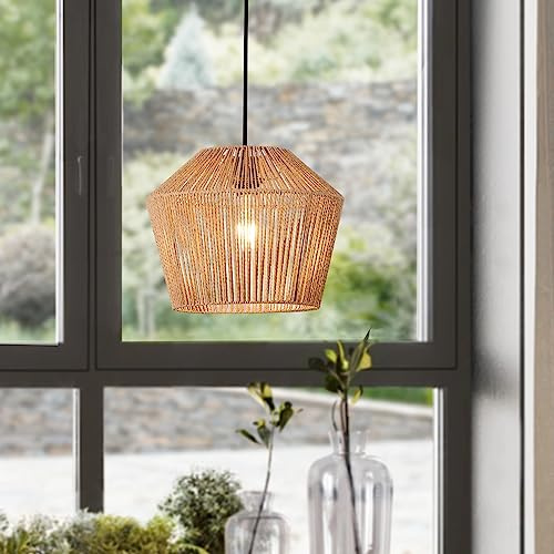 lux.pro Lampada a Sospensione con Paralume a Corda di Forma Circolare Ø33 cm Lampadario Moderno Lampada da Soffitto Cavo fino a 140 cm