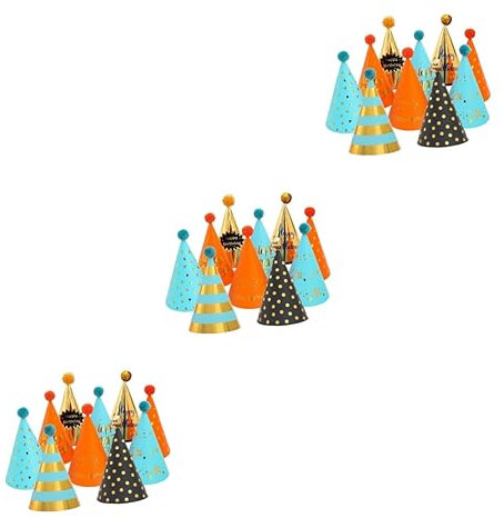 Toyvian 3sätze Teiliges Geburtstagsmützen Für Verschiedene Kreative Partydekoration Accessoires Für Unvergessliche Feiern Orange Und Schwarz