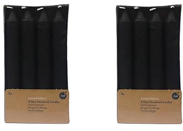 Stabkerze Kerze 2 x 8er-Set (16 Stabkerzen) – Brenndauer: 5 Std., rußfrei – für Kerzenständer, Kerzenhalter - Kerze, Adventskranz, Advent, Weihnachten, Deko, Gastro, Hochzeit – (schwarz)