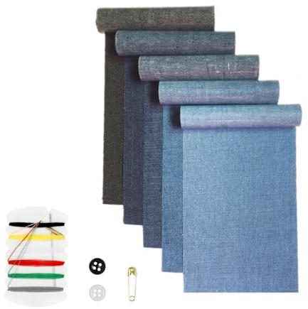 Fenglin-joy Parche Pantalon Vaquero,5 rollos de Parches Termoadhesivos Vaquero Parches Ropa Termoadhesivos Parches Mezclilla para niños adultos(8 x 51cm)