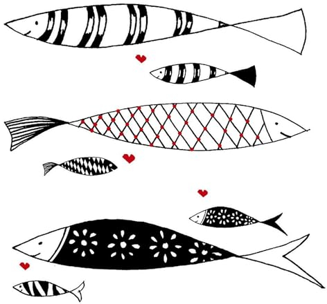 20 Servietten Tiermotive Fische schwarz-weiß als Tischdeko. Papierservietten mit Motiv. Auch für Decoupage und Serviettentechnik 33x33cm