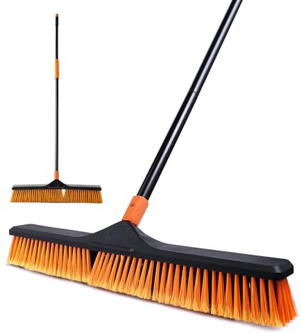 CLEANHOME Gartenbesen, Gartenbesen, strapazierfähig, für den Außenbereich, 5,5 - 9,5 cm und 167,6 cm, geeignet für Schulen, Fabriken, Gartenbesen im Freien, Kehrbürste (Orange / Schwarz)