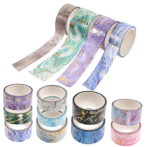 Gogogmee 14rollen Washi Tape Mit Marmor-design Dekoratives Klebeband Selbstklebend Für Scrapbooking Journaling Und Kreative Bastelprojekte Pro Rolle