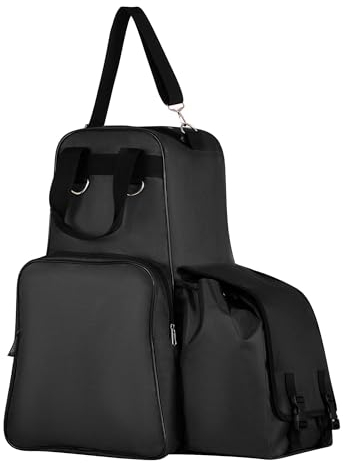 Harrison Howard Equestrian Pack Equipment Multi-Functional Carry Bag for Boots Helmet Horsewhip Horse Riding Pack Equipment-Black