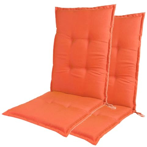 Set med 2 högryggade trädgårdsstolsdynor, Adirondack stolkuddar, uteplats solstolsstolsdynor,Orange