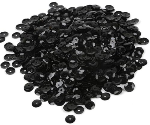 LQIOACU Schwarz Matte Pailletten für Nähen, Schmuck Machen, Bastelarbeiten, Verzierungen, Kostümzubehör (20g, 6mm)