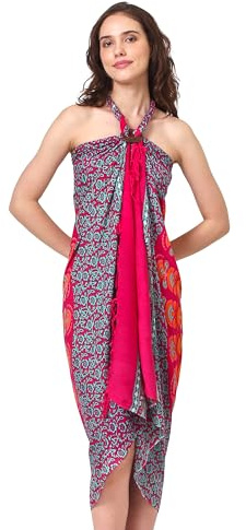 SAIVONA Sarong Pareo Damen Mandala Fransen Viskose Strandtuch Wickeltuch Wickelrock Strandrock Wickeltuch Bikini Cover Up für Badeanzug Ca. 170cm x 110cm
