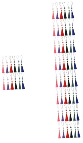 Amosfun 60 STK Quaste kleine Quasten fensterschmuck handgemachte Tassel-Anhänger Medaillon Quaste chinesischer Knoten Schlüsselanhänger mit chinesischem Knoten Polyester