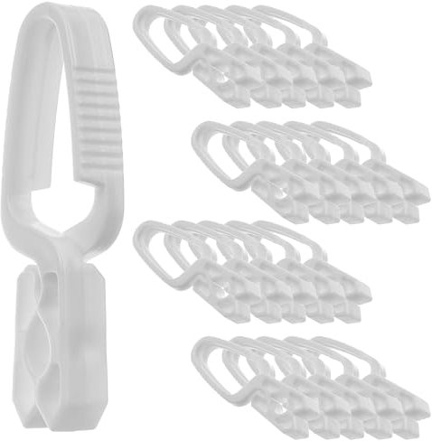 KADAX Pinzas para la ropa, 20 pinzas de plástico resistente, pinzas para calcetines de colores, resistentes al viento para interiores y exteriores (blanco_v1)