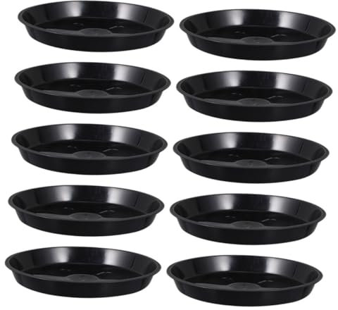 MERRYHAPY Plastic Flowerpot Tray and Base Plate for Home Flowerpots, 10pcs Black Water Drip Trays, Indoor and Outdoor Potted Plant Saucer Set for Gardening and Balcony Use
