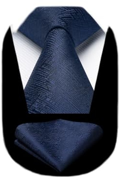 HISDERN Krawatten für Herren Einfarbige Formal Krawatte mit Einstecktuch Set Klassisch Hochzeit Elegant Business Party