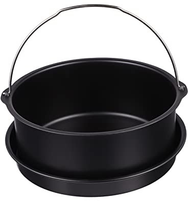 jojofuny 7 Zoll Airfryer Zubehör Satz Kuchenform Pizzapfanne Gerollte Kanten Edelstahl Kompatibel Mit 3,5-5,8qt Heißluftfritteusen Backzubehör Für Backen Und Braten