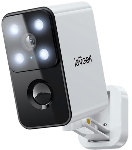 ieGeek Security Cameras Wireless Outdoor Pan Rotating 180° Home Security Cameras, 2.4G WiFi Camera Battery Powered with 2K Color Night Vision, Smart AI Detection, 2-Way Audio, Local/Cloud Storage,IP65