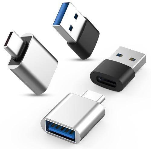 4Pack USB C to USB 3.0 Adapter(2Pack)& USB 2.0 to USB C Adapter(2Pack), 5Gbps SuperSpeed Data Transfer and Charge USB Converter Compatible with iPhone16 15 Laptop Samsung