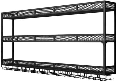 Espositore da parete per vino nero, design multifunzionale per sala da pranzo, dispensa, per bottiglie e bicchieri, elegante accessorio da bar, 100 x 25 x 90 cm