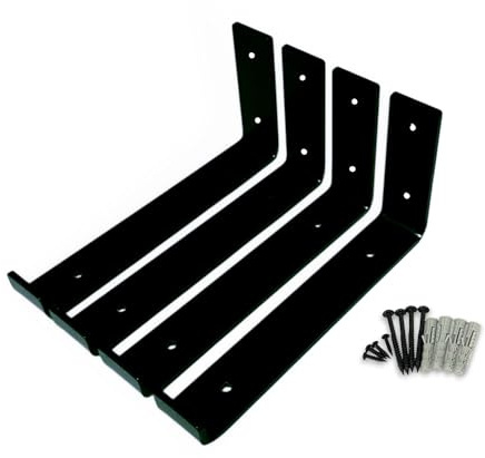 Scaffold Board Shelf Brackets, 235mm (9 Inch) Heavy Duty Floating Shelf Industrial Support Home & Garage (Black, 4 Pack)