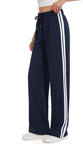 Tapata Pantalon de survêtement pour femme avec entrejambe de 28/30/32/34 - Jambe droite - Pantalon de jogging - Échauffement - Sport - Course à pied, bleu marine, Taille L