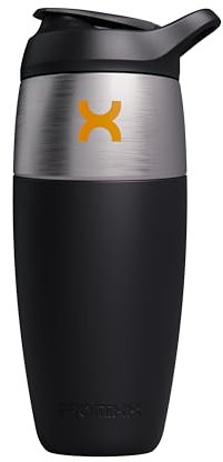 Promixx Pursuit Shaker Bottle - Single-Wall Stainless-Steel Protein Shaker Bottle, Super Smooth Shakes, 950ml, Black