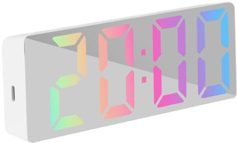 Orologio Digitale Da Scrivania, Sveglia Per Camera Da Letto | Orologio Elettronico Luminoso A Specchio A LED Con Ampio Display, Sveglia Moderna Silenziosa Con Data E Temperatura, Decorazione Da Tavolo