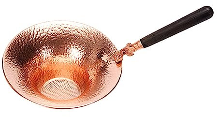 Cabilock Copper Tea Strainer and Infuser Fish Design Fine Mesh Loose Leaf Tea Filter Wooden Handle for Home and Travel