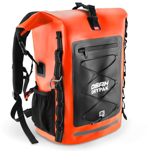 OSAH DRYPAK Wasserdichter Rucksack – 25L/35L/55L/85L Dry Bag Rolltop Outdoor Backpack mit Robustem Rollverschluss und Reißverschluss für Reisen, Kajakfahren, Bootfahren, Camping, Rafting und Angeln