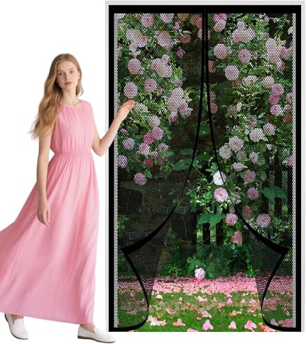 Magnetica per Zanzariera 100 x 253 cm Bianca Zanzariere Porte Chiusura Automatica, Facile da Installare per Porta Finestra Balcone Soggiorno, Nero