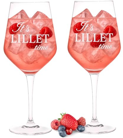 Lillet Gläser Set 'It's Lillet Time' - Hochwertige Kristallgläser Made in Germany, auch perfekt für Wildberry Lillet | 520 ml Lillet Glas | Spülmaschinenfeste Gravur | Ideal als Lillet Geschenkset