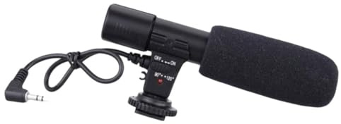 TEHAUX Micrófono de Cámara DSLR Negro Abs para Entrevistas y Vídeo