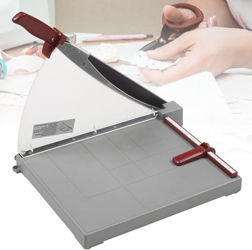 CUTPOIY Stackable Paper Trimmer A4 Cutter Industrial Guillotine Pressure Protection Stopper with Graduated Lines Precision Lever for School Offices