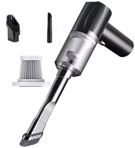 Aspirapolvere portatile wireless per auto, nero, struttura in plastica, filtro HEPA, ricaricabile, aspirazione 9000Pa, mini aspirapolvere multifunzione 3 in 1 per interni auto, casa e ufficio