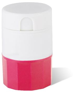 mophrati Pill Splitter 4 in 1 Wasserbecher Tragbarer V-förmiger Schlitz Anti-Rutsch-Tablettenteiler Indoor Outdoor Crusher Grinding Tool, Rosa