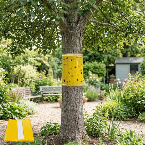 Bellanova 10 m Leimringe Selbstklebend für Obstbäume, 25 cm breit | Doppelseitiges Baumleimband, Zuschneidbar, mit 40 Bindedrähten zum Umwickeln von Baumstämmen