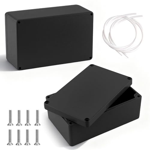 Abzweigdose Wasserdicht, 2 Stück Schwarz Kunststoff Verteilerkasten 200 x 120 x 75 mm Leergehäuse Anschlussdose Anschlusskasten Wetterfeste