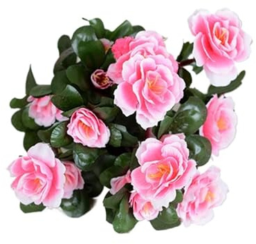 JBJYGSG Fiori Artificiali Outdoor Fall Artificial Red Azalea Flowers Bushes UV Resistant Decor Fake Home Decorations Small For Garden(Pink)