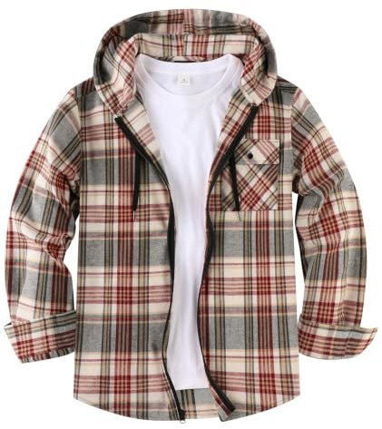 SwissWell Chemises Flanelle pour Hommes à Capuche Chemises à Carreaux Chemise Manches Longues avec Fermeture éclair Chemise de Bûcheron pour Le Travail Randonnée Camping