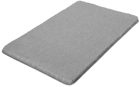 Kleine Wolke Badteppich Relax Grau 70 x 120 cm | OEKO-TEX zertifiziert, rutschhemmende Unterseite, für Fußbodenheizung, maschinenwaschbar, 100% Polyacryl