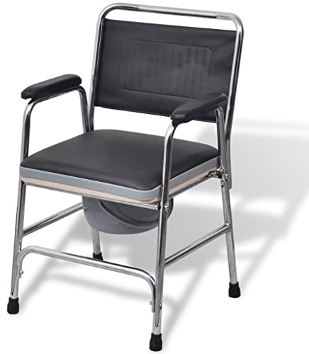 vidaXL Chaise Percée Acier Toilette Improvisée Personne Malade Handicapée