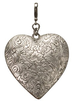 Alpenflüstern Trachten-Anhänger Amulett-Herz groß für Charivari oder Trachtenkette (antik-silber-farben) AAH056