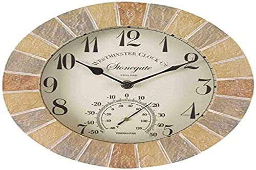 Smart Garden Outside-In Stonegate Sandstone 10in Wall Clock and Thermometer (5065030)