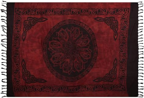 Ciffre Sarong Pareo Wickelrock Lunghi Dhoti Tuch Strandtuch Keltisch Kreis Braun Schal + Schnalle