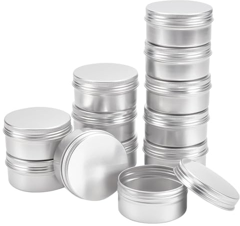 BENECREAT 12 Pots de 80 ML en Aluminium, boîtes de Conserve Rondes en Aluminium pour contenants de cosmétiques avec Couvercle à Bouchon à Visser pour Le Bricolage et Artisanat-Platine