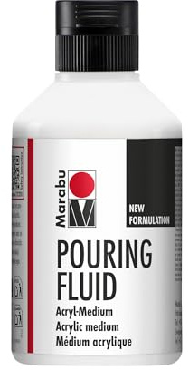 Marabu 12320013885 - Pouring Fluid Acrylmedium 250 ml, Dünnflüssiges Medium für Gießanwendungen und Fließtechniken, verbessert die Verlaufseigenschaften von Acrylfarben, nicht vergilbend