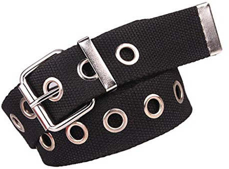 P Prettyia Stoffgürtel Damengürtel Damen Gürtel mit Metallschnelle und Ösen, Frauen Accessoire - Schwarz, 126,5 cm