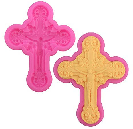 DUBENS 2 Stück Weihnachten Schön Jesus Kreuz Form Candy Fondant Kuchen Formen Küche Backen Schokolade Formen Kuchen Dekorieren Werkzeuge