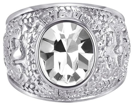BOBIJOO Jewelry - Bague Chevalière Homme Université USA Fleur de Lys University Acier 316L Argenté - 73 (14 US), Blanc - Acier Inoxydable 316