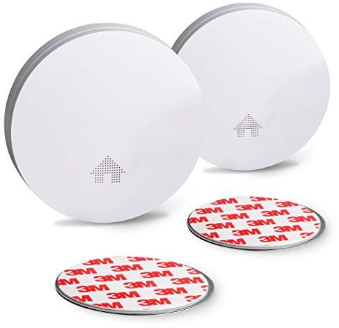 SEBSON 2X Detector de Humo 10 años Incl. Soporte Magnético, DIN EN 14604 VDS 3131 Certificado Q, Fotoeléctrico, Batería de Litio, Mudo, Ø114x24mm