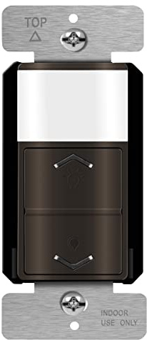 TOPGREENER Interruptor de luz con sensor de movimiento, regulador electrónico con sensor de movimiento PIR, modos de ocupación y vacante, LED de 150 W, CFL, unipolar, certificación UL, TDODS5-120-BR