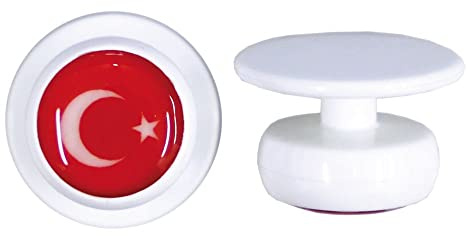 EXNER Kugel-Knöpfe, Kochjacken-Knöpfe, Motiv-Knöpfe, Farbe weiß mit Türkei, in VE von 12 Stück (für 1 Kochjacke)