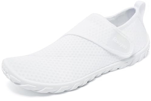 Racqua Womens & Mens Quick Dry Barefoot Aqua Swim Shoes - Lightweight Fishing Surfing Diving Pool Sport Shoes - White, 3.5 UK